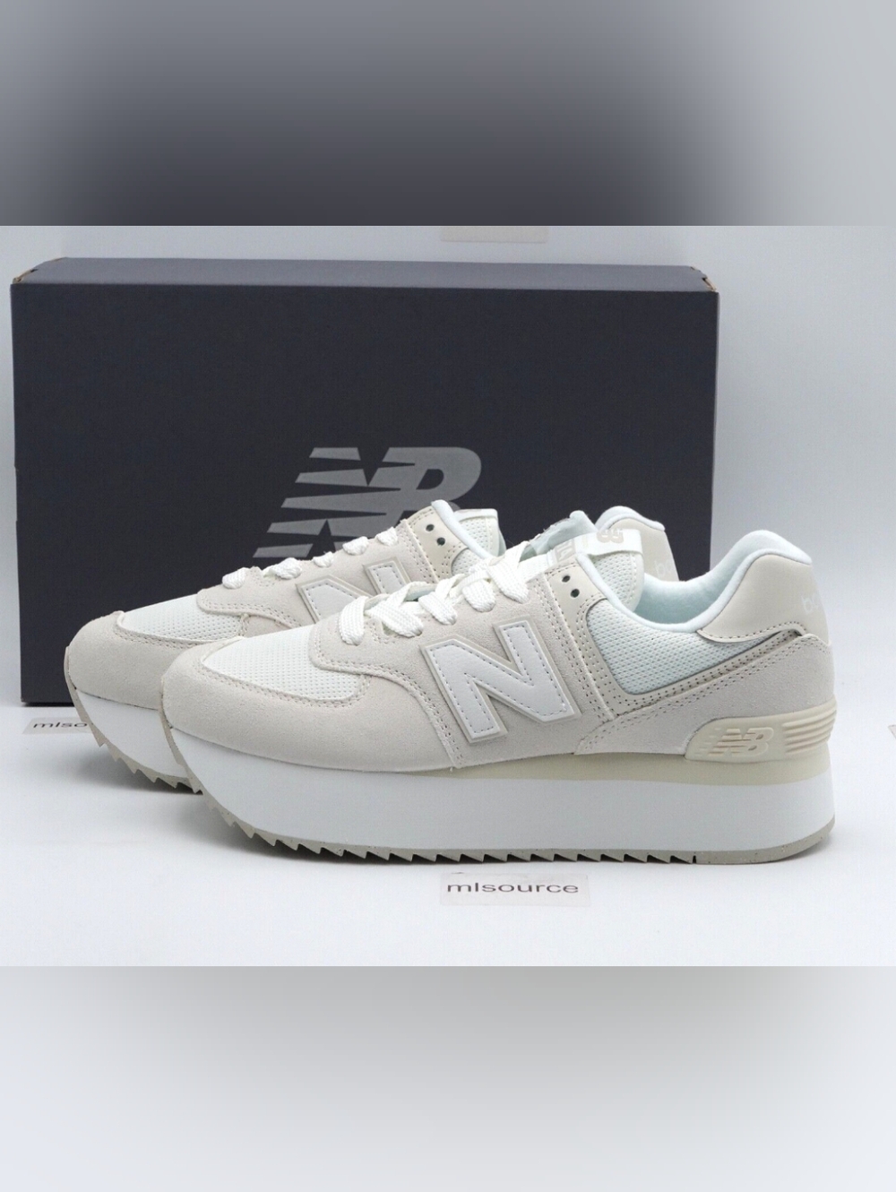 New Balance 574 White And off-white Platform lifestyle sneakers